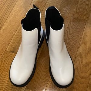 White leather combat boots